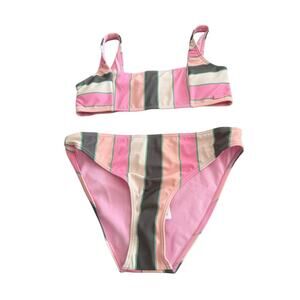 Roxy Girls Pink Very Vista Bralette Two-Piece Bikini Set Size 14